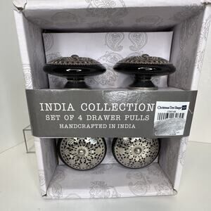 India Collection 4-Pack Black/Silver Satin Metal Drawer Pulls 1.5in CDK14B